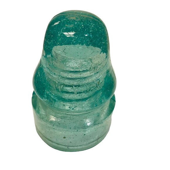 Vintage Hemingray Glass Insulator Aqua Blue Bell Shaped Collectible 4" - Picture 1 of 5